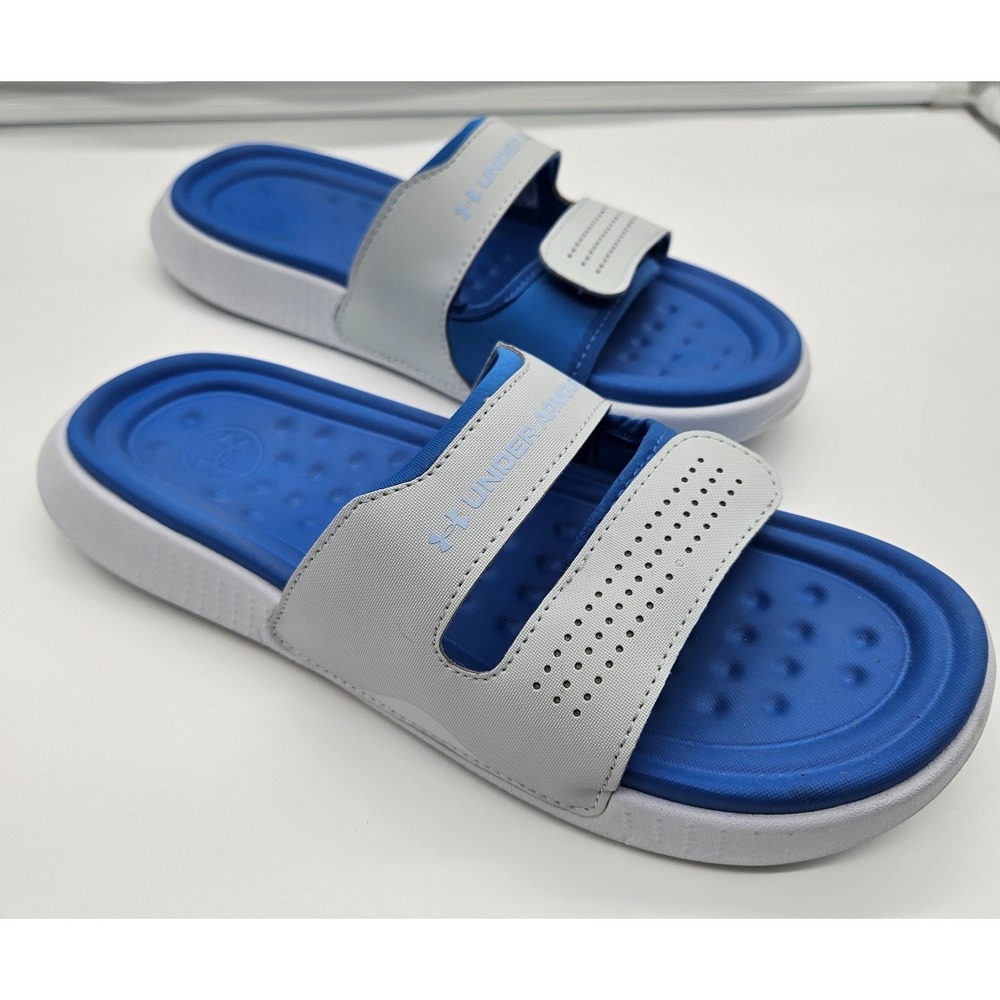 Under Armour Women's Ansa Studio Slide Sandals Size 10 Blue White Surf - Picture 2 of 11